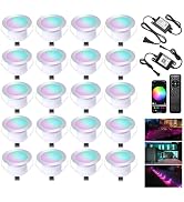INDARUN Outdoor Deck Lights Waterproof 20 pcs, 12V Low Voltage LED Recessed Deck Lights F1.22 RGB...