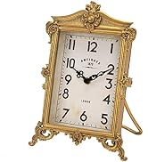 NIKKY HOME Vintage Gold Table Clock, Silent Non-Ticking Battery Operated Retro Desk Shelf Mantel ...