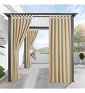 RYB HOME Outdoor Patio Curtains - Blackout Waterproof Porch Curtains & Drapes Privacy Protect Sun...