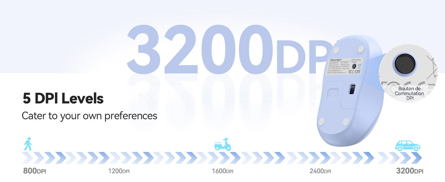 Text reads 'S200DPL' with 'DPI Levels' label. Diagram showing multiple views of what appears to be a flat electronic device or scanner in white color against a light background.
