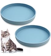 Apatal Silicone Cat Bowl Set of 2 Shallow Cat Food Dish Wide Cat Plates Relief Whisker Fatigue Pe...