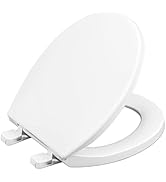 Toilet seat Round with Slow Close Hinges, Four Bumpers Never Loosen and Easily Remove, Two Sets o...