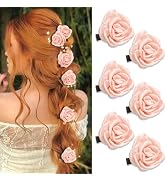 YAEISM 6PCS Pink Flower Hair Clips Small Satin Rose Hair Pins Elegant Hair Flowers Claw Clip Pink...