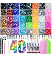 Lotwow 50000Pcs Bedazzling Kit with Rhinestones 3mm, 40 Colors Bedazzler Kit Resin Rhinestones Na...