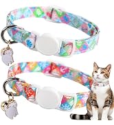 Unique style paws 2 Pack Kitten Collar Breakaway with Bell & Pendant, Adjustable Safety Cat Cotto...