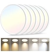 hunhun 6 Pack 3200lm LED Flush Mount Ceiling Light 12 Inch, 5CCT adjustable,Super Slim 0.87 inch ...