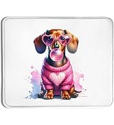 XUNLURY Dachshund Dog Mouse Pad, Pink Bubble Gum Weiner Dog Mouse Pads for Wireless Mouse Compute...
