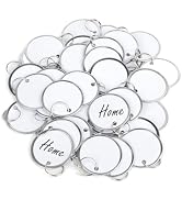 Uniclife 100 Pack Key Tags 1.5 Inch Round Key Chain Tags Writable White Paper Labels with Metal E...