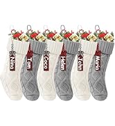 Doitory Christmas Stockings 18 Inches,Long Knitted Stocking with Name Tags, Christmas Decoration ...