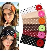 6 Pack Polka Dot Headbands for Women - Y2K Button Headband, Non Slip Elastic PolkaDot Hairbands w...