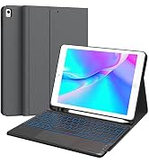 CHESONA iPad Keyboard 9th Generation, 7 Color Backlit, Multi-Touch Trackpad, Built-in Pencil Hold...