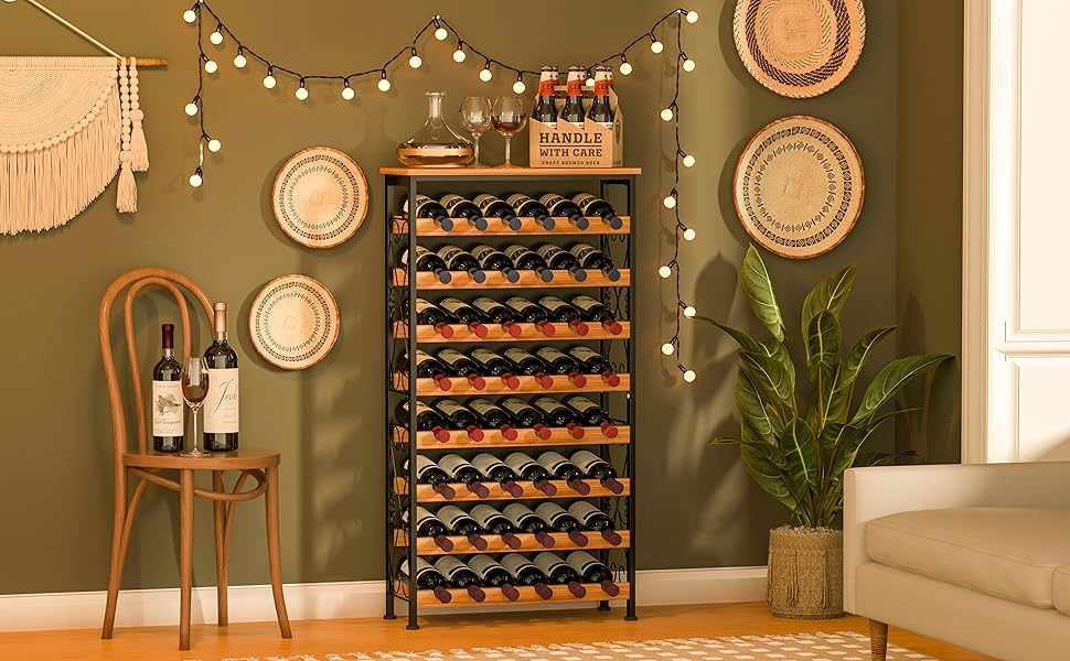 Wine Rack with Wood Top