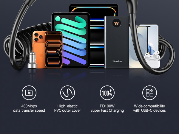 USB C Colied Cable