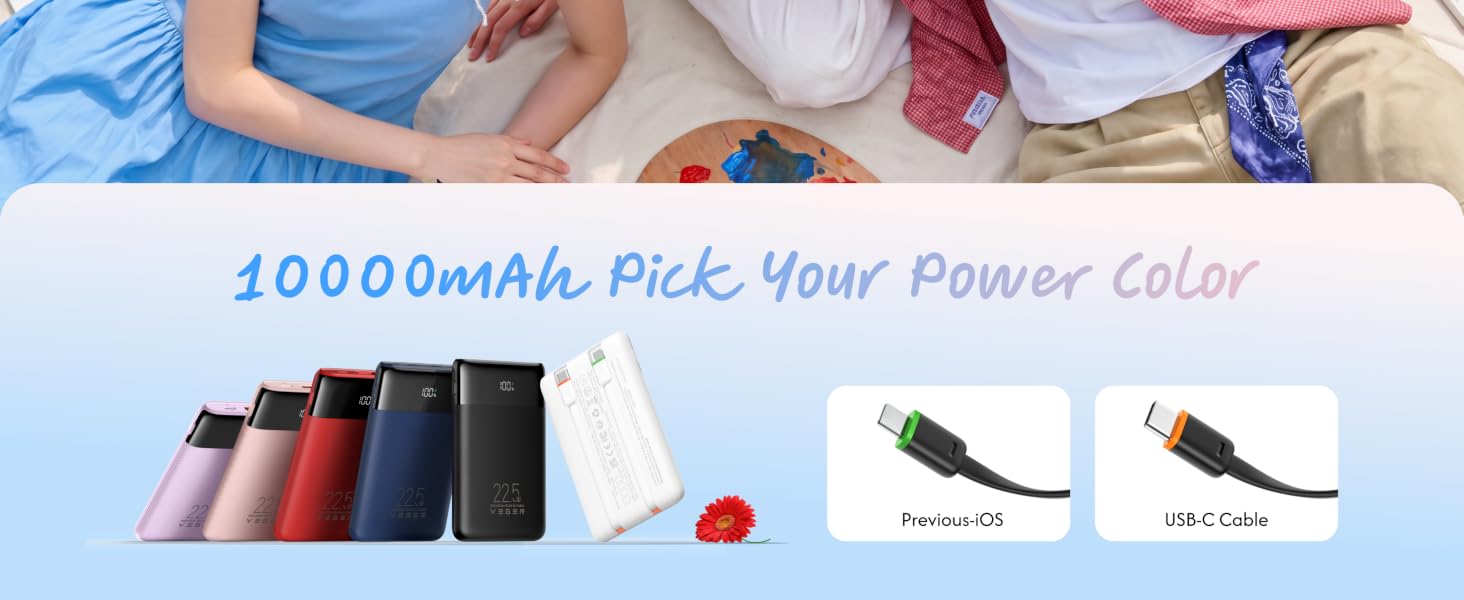 Compact Slim Power Bank, 22.5W Fast Charging, Airline Approved battery backup, 4 Outputs,3 Inputs
