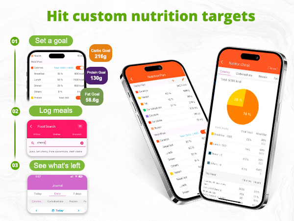 Hit custom nutrition targets on smart food scale app