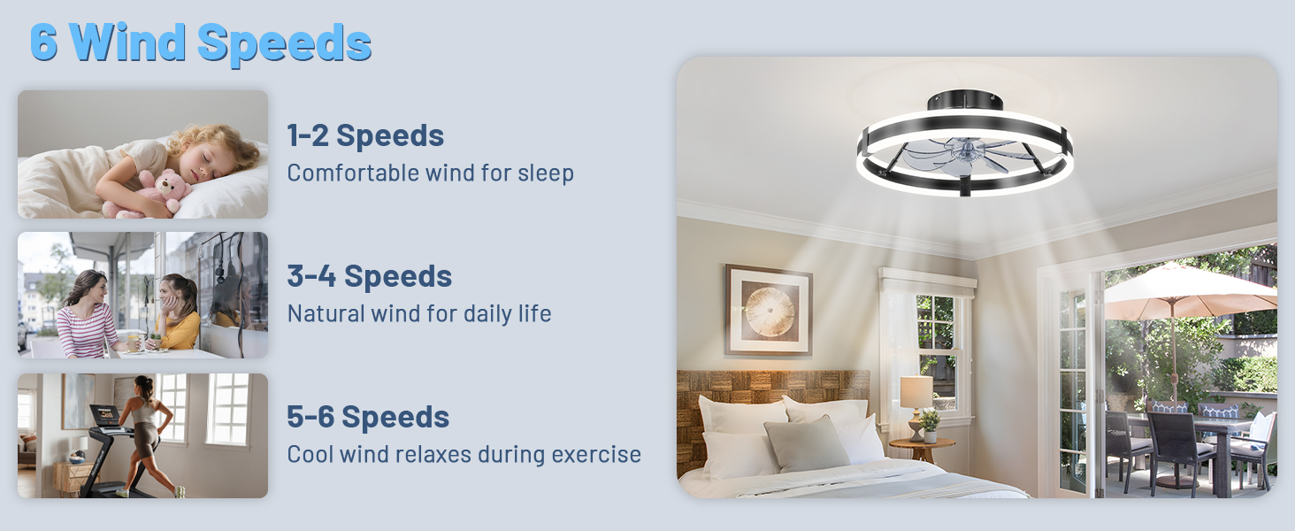 bedroom fan with light