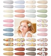 40 Pcs 2.2 In Baby Hair Clips for Girls Handmade Floral Print Snap Hair Clips Non-Slip Wrapped To...