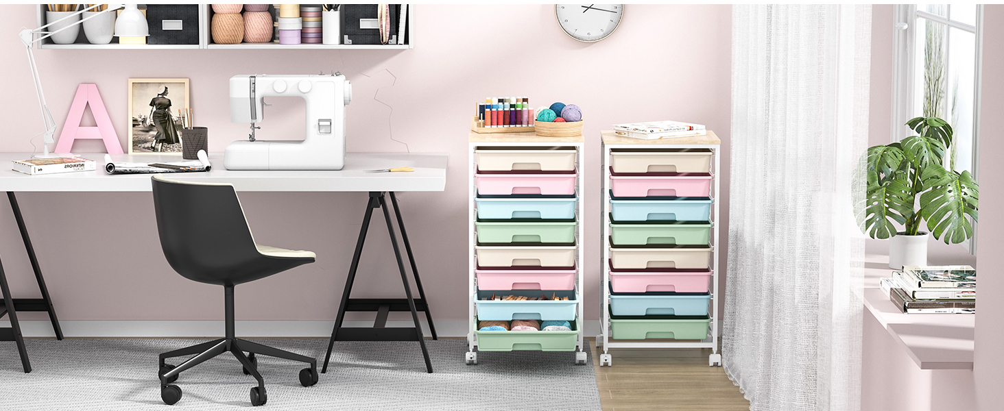 Utility Rolling Cart with Drawers for craft room