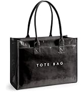 KALIDI PVC Tote Bag Women's Kraft Paper Work Purses Large Capacity Laptop Shoulder Handbag