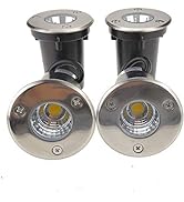 QUANS 3W Watt 12V 24V DC AC Low Voltage in Ground Well Outdoor LED Light, in-Ground Landscape Lig...