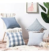 Topfinel Farmhouse Decorative Throw Pillow Covers 18x18inch Set of 4 Spring Blue Cushion Case Buf...