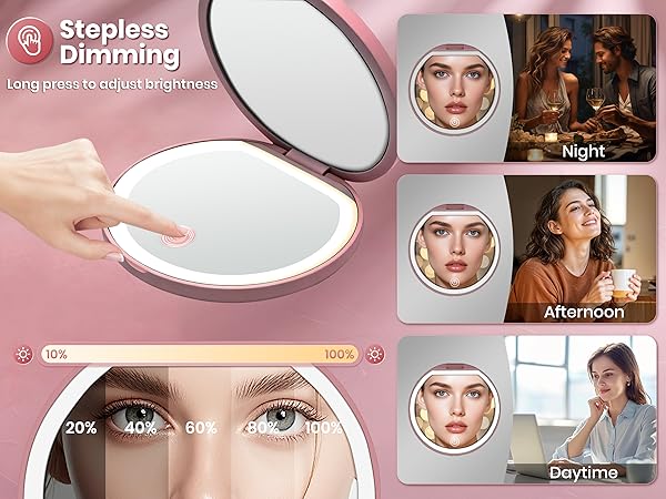 lighted mirror with magnification; lighted makeup mirror with magnification
