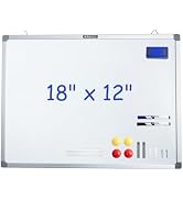 M&G White Board Dry Erase Board 18” x 12” Magnetic Whiteboard for Wall, 2 Markers & 4 Magnets & 1...