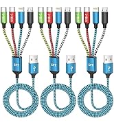 Travel Essentials,Dual Type-C 4 in 1 Multi Charging Cable, 3 Pack 5FT Universal Charging Cables f...