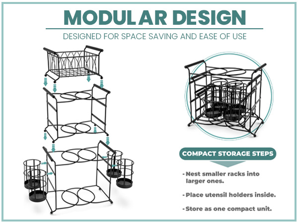 Stackable Buffet Caddy – Space-Saving Plate, Napkin & Silverware Holder for Entertaining