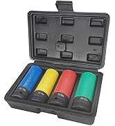 ACEBON 1/2 Inch Drive Wheel Protector Impact Socket, Thin Wall Deep Impact Socket Set Plastic Sle...