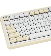 GEKUCAP 140Keys Cute PBT Keycaps, Minimalist MOG Profile Keycap, Dye-Sublimation White and Blue K...