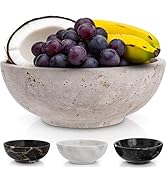 Gusto Nostro 8" Decorative Travertine Bowl for Coffee Table - Elegant Centerpiece, Aesthetic Frui...
