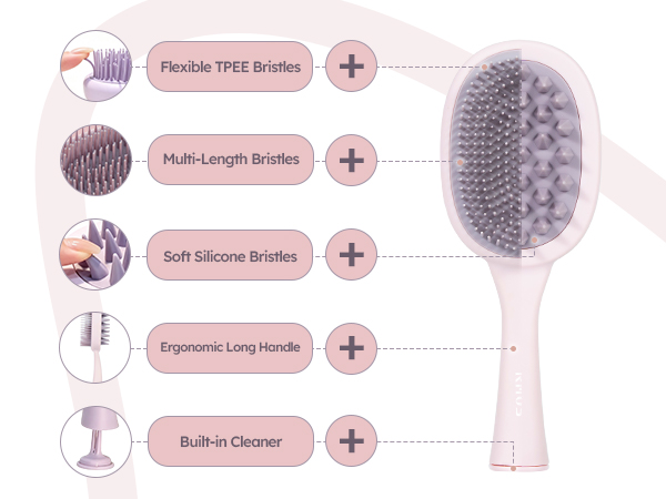dual bristles hair scrubber silicone scalp brush