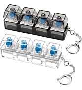 2 Pack Keyboard Fidget Toy Finger Clicker with Clear Keycaps Keychain | Click Sound Black and Whi...