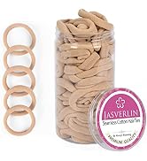 JASVERLIN 100pcs Light Blonde Hair Ties Ponytail Holders, Seamless Cotton Fabric No Damage Thick ...