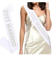 BAHABY White Just Married Sash, Pearl Bride Sash Bride to Be Sash Bachelorette Party Decorations ...