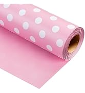 Burymento Pink and White Dots Wrapping Paper, Reversible Pink Gift Wrap for Birthday, Valentines,...