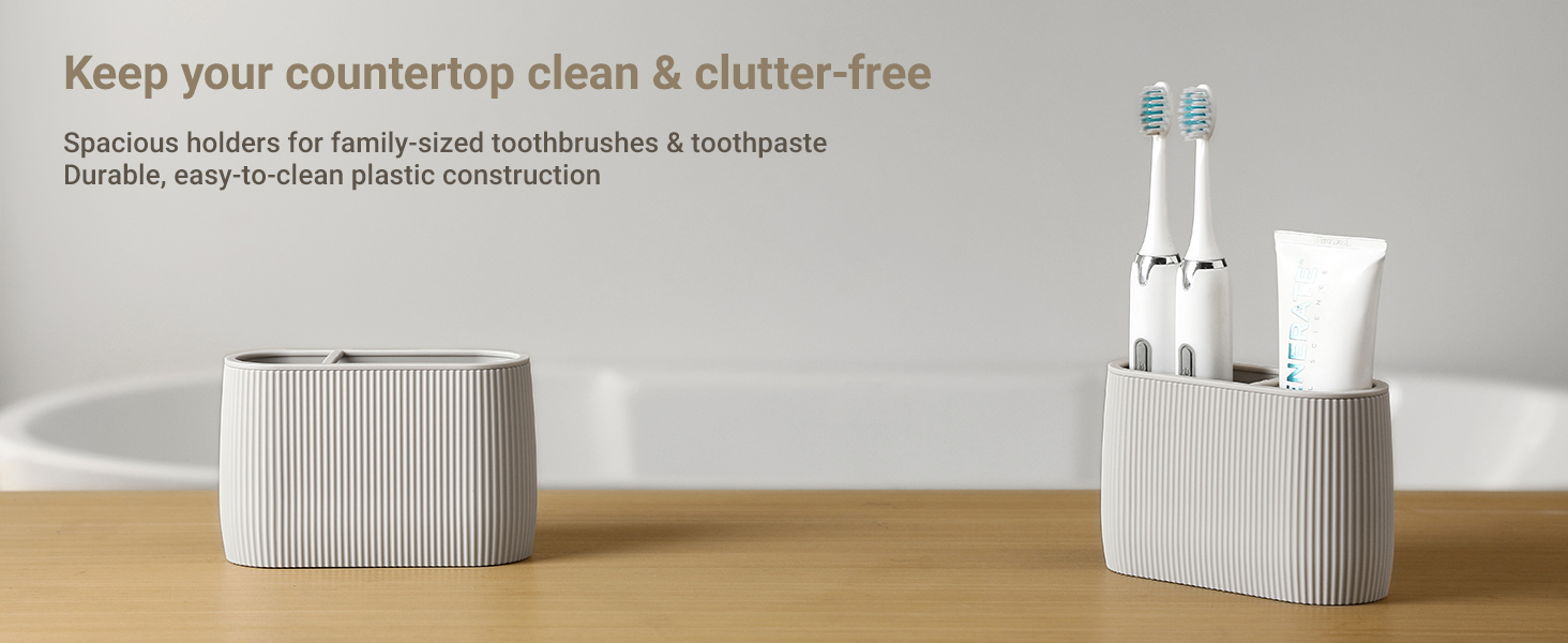 beige 2 Slot Toothbrush and Toothpaste Holder