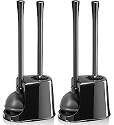 Toilet Plunger and Brush Set, Toilet Brush and Plunger with Ventilated Holder, 2-in-1 Bathroom Cl...
