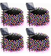 4 Pack Solar Halloween Lights Outdoor Waterproof, Orange Purple and Green | 180FT 320 LED Solar S...
