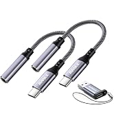 AVMAX USB C to 3.5mm Audio Headphone Adapter HiFi 2 Pack,Type c to Aux Female Cable for 16 15 Plu...