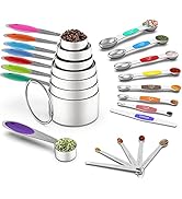Measuring Cups and Magnetic Measuring Spoons Set, Wildone Stainless Steel 8 Measuring Cups, 7 Dou...