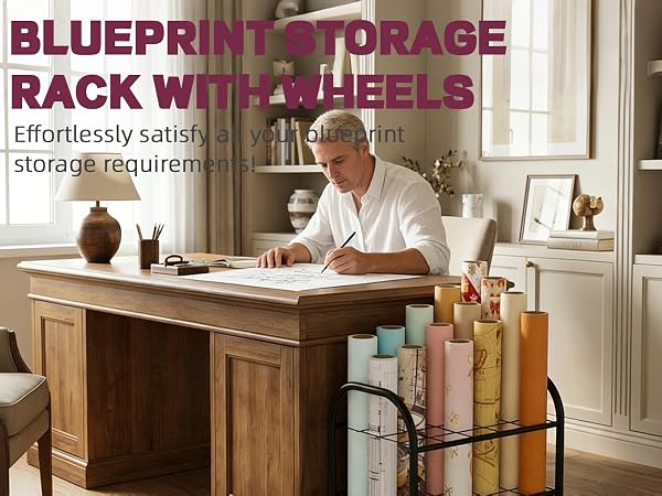 Blueprint Storage Holder with Wheels