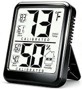 Antonki Room Thermometer Indoor Hygrometer, Temperature and Humidity Meter | W/ Battery, 24h Max/...