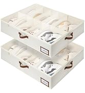 StorageWorks Under Bed Shoe Storage for Closet, 2-Pack Ultra-thick Fabric Shoe Organizer, Collaps...