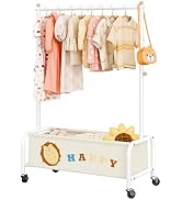GRANNY SAYS Kids Clothing Rack with Basket, Baby Closet Dress Up Storage, Kids Closet Wardrobe, S...