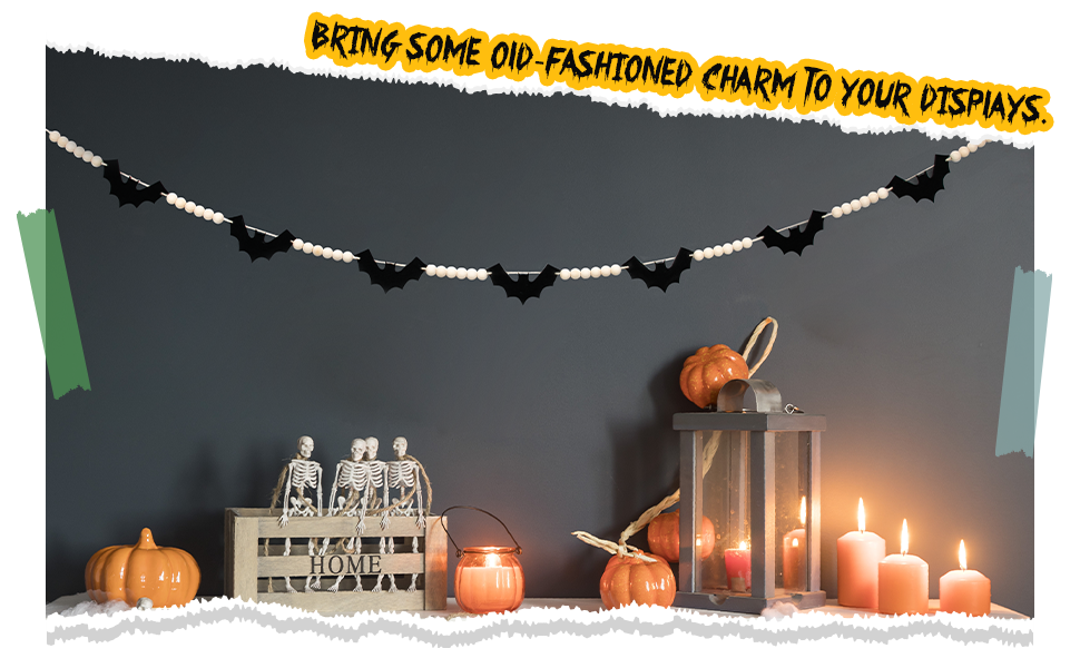 Halloween felt bats bead garland