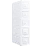 Conworld Super Light Weight Slim Plastic Bathroom Storage, Self-Assembling Organizer 5 Tier Cart ...