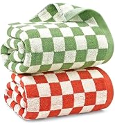 Checkered Bath Towels for Bathroom, 2 Pack Shower Towels 55" x 27.5", Super Soft and Quick Dry (O...