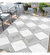 Waterproof Outdoor Rug 5x8ft, Foldable Reversible Plastic Straw Mat for Patio RV Deck Porch Backy...